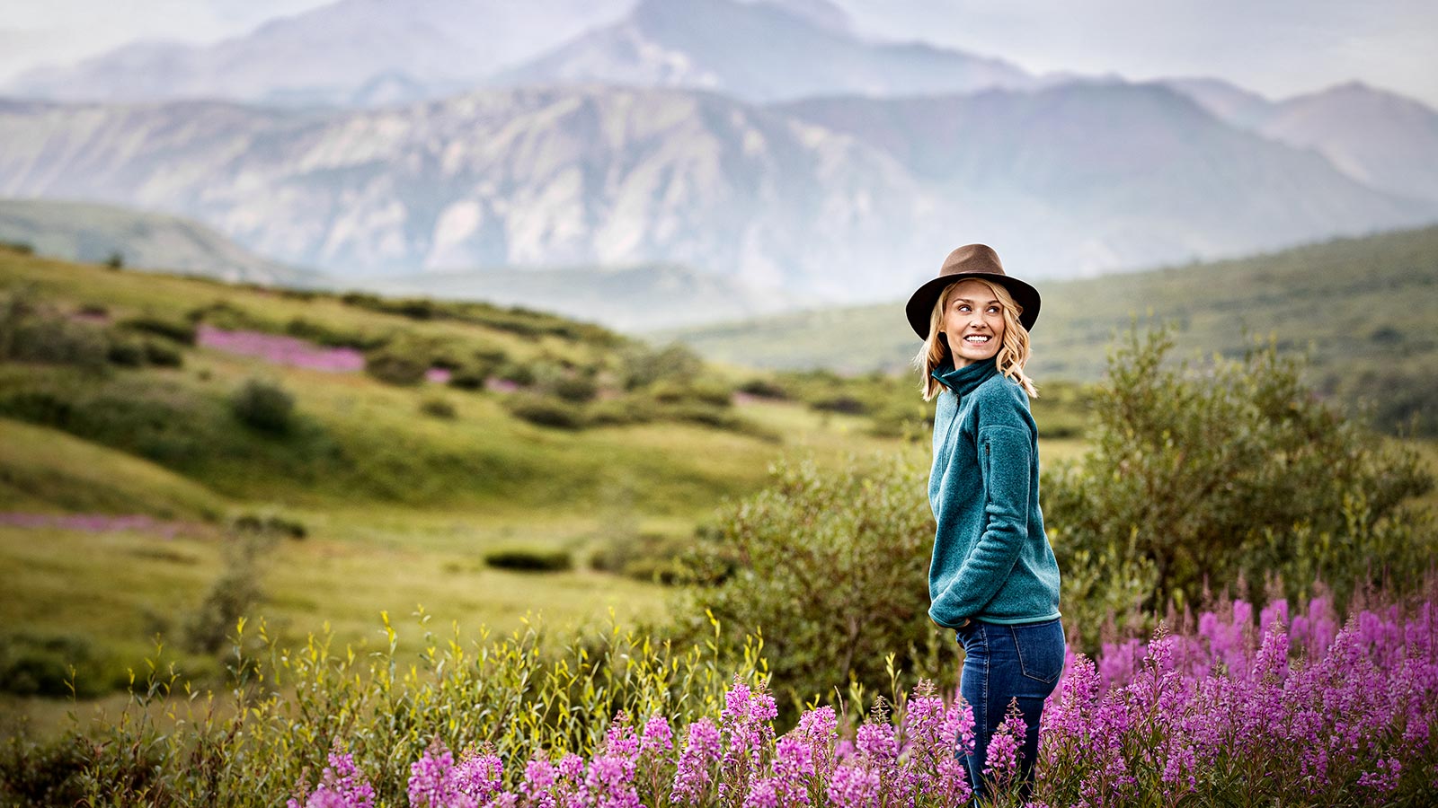 A woman enjoying the view of Denali National Park