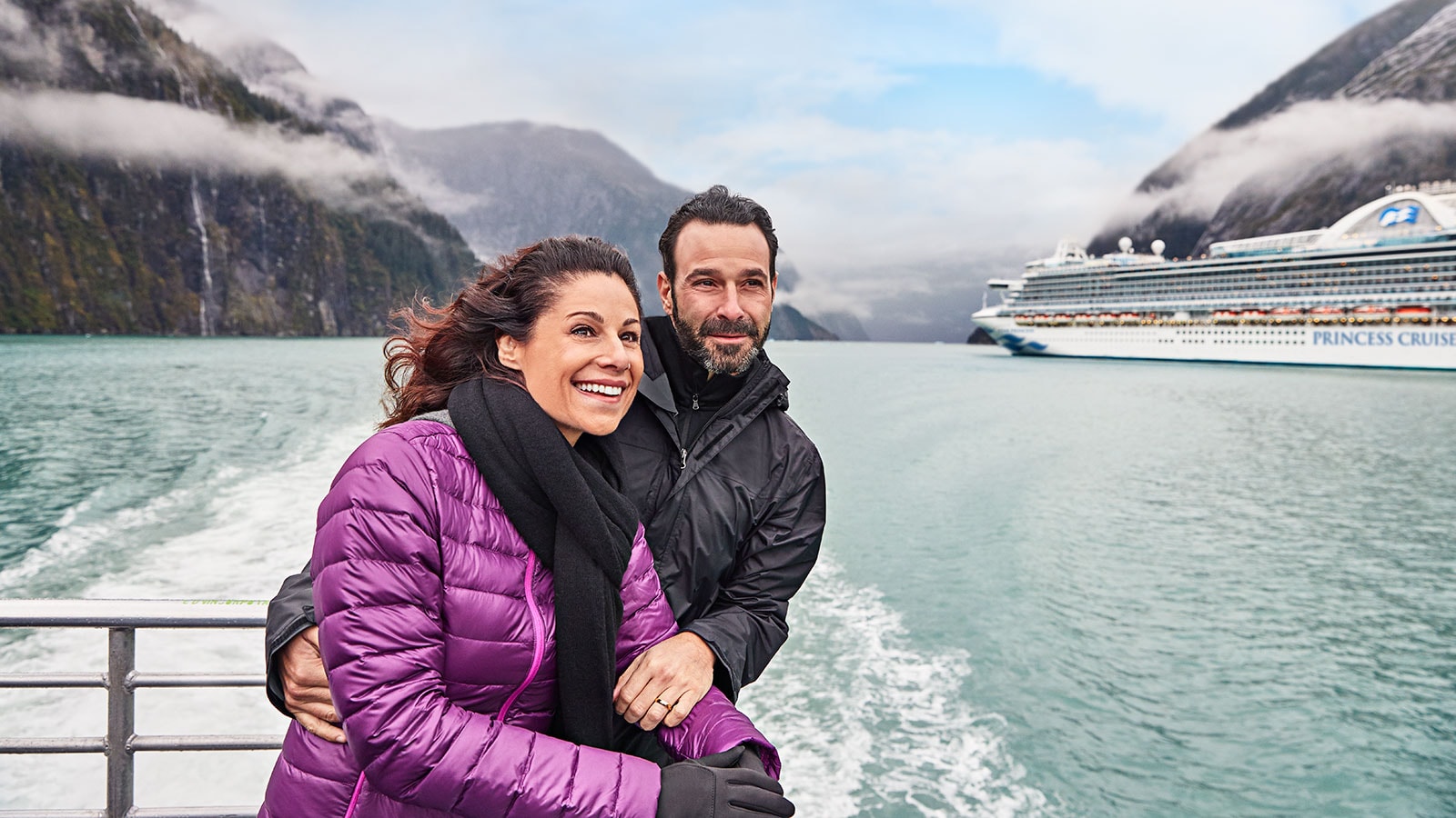 Couple on board an inside passage Alaska cruise from San Francisco